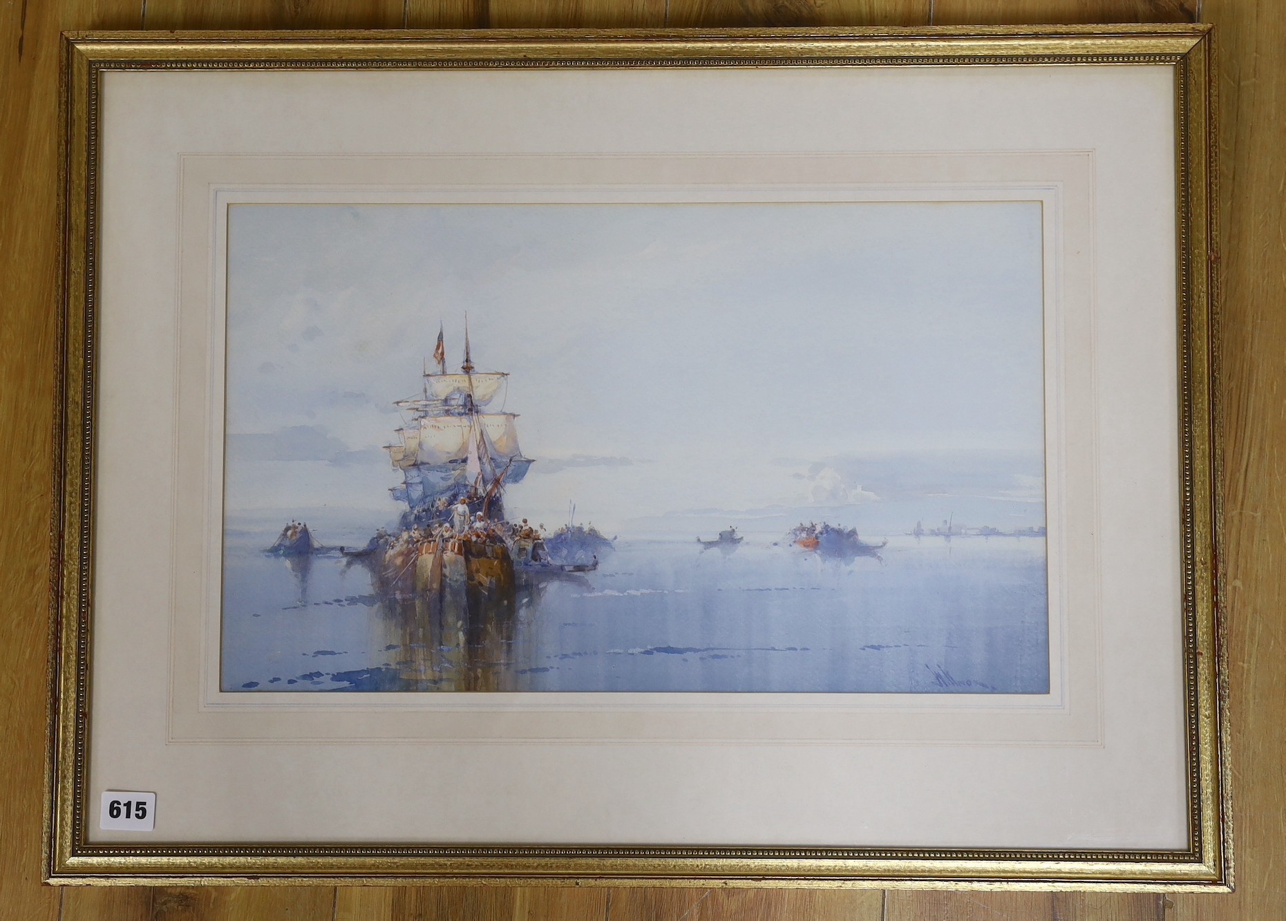 William Knox (1862-1925), watercolour and gouache, Off Venice, signed, 29 x 48cm